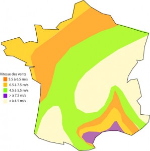 Carte des vents en France