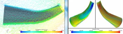 Simulation du flux d'air sur une pale Nheowind 3D